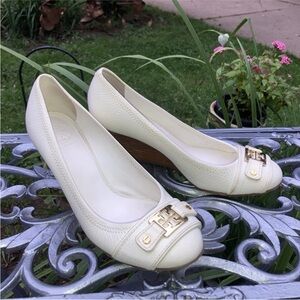Tory Burch Elegant Cream Wedge ‘Natayla’ Shoes-10 M